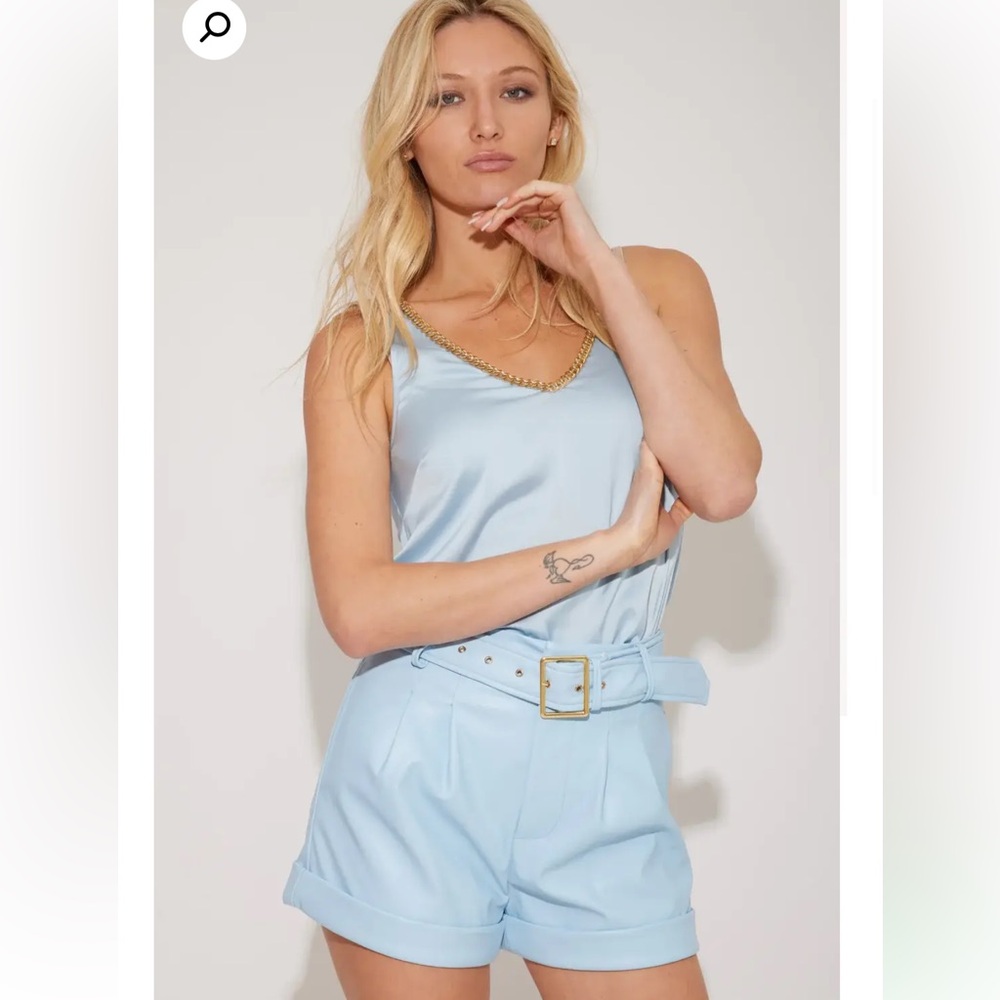 Generation Love Light blue MILO VEGAN LEATHER SHORTS size 2